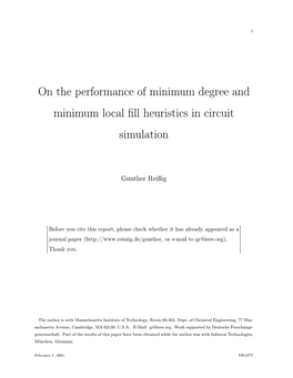 On the Performance of Minimum Degree and Minimum Local Fill