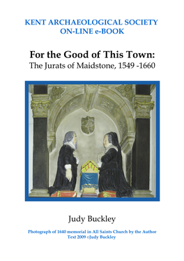 The Jurats of Maidstone, 1549 -1660