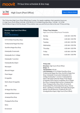 7H Bus Time Schedule & Line Route