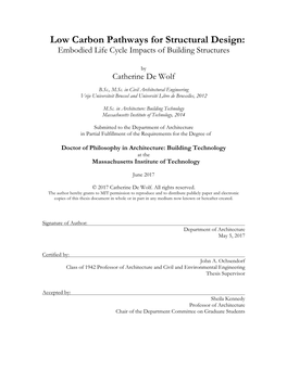 Low Carbon Pathways for Structural Design: Embodied Life Cycle Impacts of Building Structures