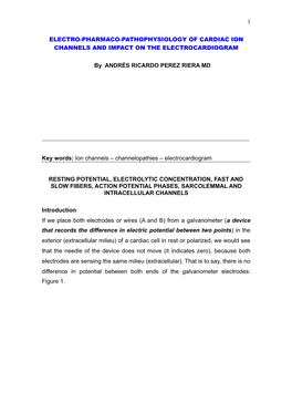 Electrophysiology and Electro-Physio-Pharmacology of Cardiac Cells.Docclass 2