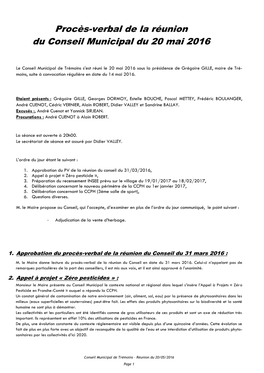 Compte-Rendu Du Conseil Municipal