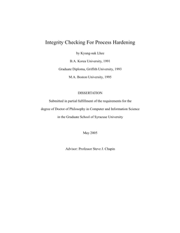 Integrity Checking for Process Hardening