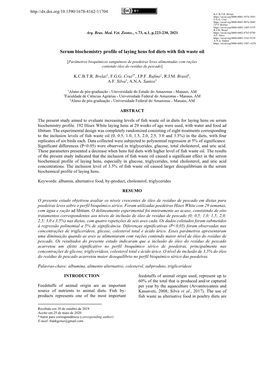 Serum Biochemistry Profile of Laying Hens Fed Diets with Fish Waste Oil