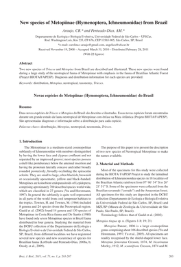 New Species of Metopiinae (Hymenoptera