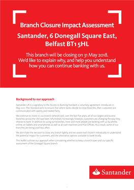 Branch Closure Impact Assessment Belfast Donegall Square East