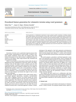 Procedural Feature Generation for Volumetric Terrains Using Voxel Grammars T ⁎ Rahul Deya,B, , Jason G