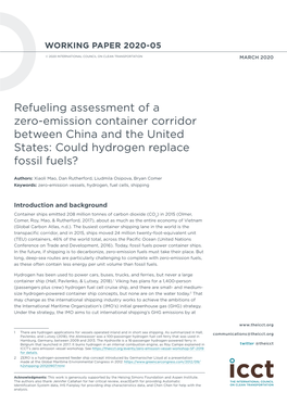 Refueling Assessment of a Zero-Emission Container Corridor Between China and the United States: Could Hydrogen Replace Fossil Fuels?