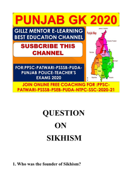 Question on Sikhism GK-11