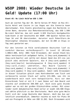 WSOP 2008: Wieder Deutsche Im Geld! Update (17:00 Uhr)