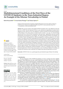 Multidimensional Conditions of the First Wave of the COVID-19 Epidemic in the Trans-Industrial Region