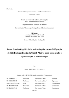 Bassin Du Chélif, Algérie Nord-Occidentale) : Systématique Et Paléoécologie