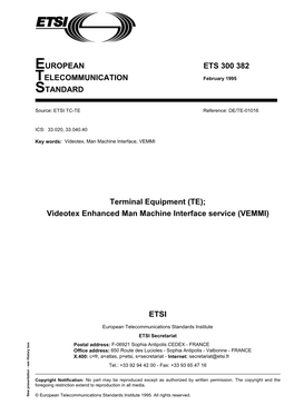 ETS 300 382 TELECOMMUNICATION February 1995 STANDARD