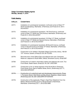 Design Commission Meeting Agenda Monday, January 11, 2010 Public