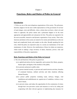Functions, Roles and Duties of Police in General