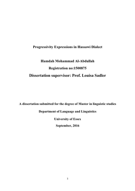 Dissertation Supervisor: Prof. Louisa Sadler