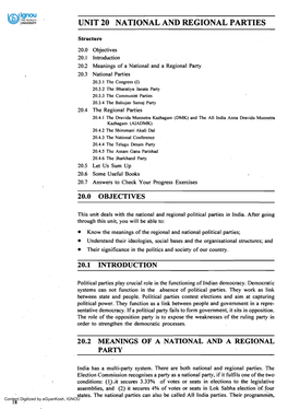 Unit 20 National and Regional Parties