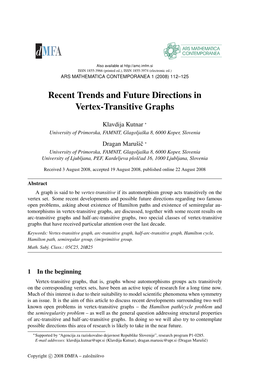Recent Trends and Future Directions in Vertex-Transitive Graphs