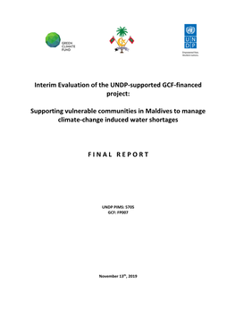 Supporting Vulnerable Communities in Maldives to Manage Climate-Change Induced Water Shortages