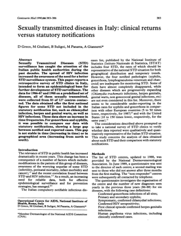 Sexually Transmitted Diseases in Italy: Clinical Returns Versus Statutory Notifications