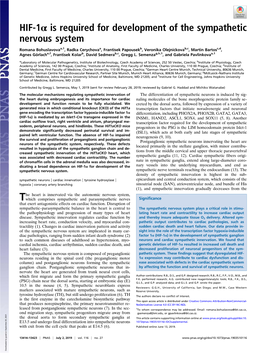 HIF-1Α Is Required for Development of the Sympathetic Nervous System