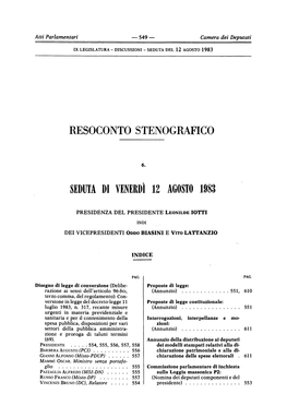 Resoconto Stenografico Seduta Di Venerdì 12 Agosto