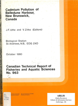 Cadmium Pollution of Belledune Harbour, New Brunswick, Canada