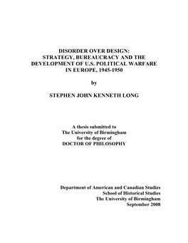 Strategy, Bureaucracy and the Development of US Political Warfare