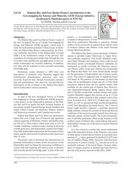 Hudson Bay and Foxe Basins Project: Introduction to the Geo-Mapping for Energy and Minerals, GEM–Energy Initiative, Northeastern Manitoba (Parts of NTS 54) by M.P.B