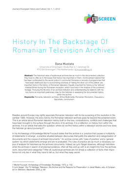 History in the Backstage of Romanian Television Archives