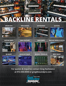 Sound Productions Backline Rentals Production Smaller Dec