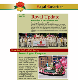 ROYAL UPDATE from the Royal Rosarians Reply: Norbmur@Comcast.Net