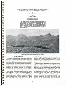 LITHIUM PEGMATITES of the WHITE PICACHO DISTRICT, MARICOPA and YAVAPAI COUNTIES, ARIZONA by David London and Donald M