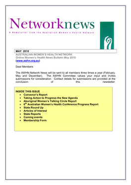 April 2010 Newsletter