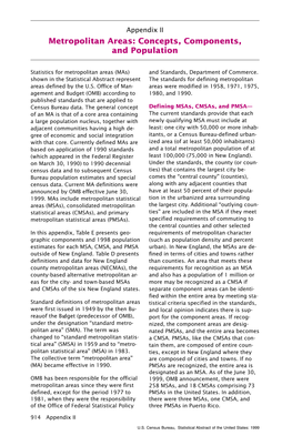 Metropolitan Areas: Concepts, Components, and Population