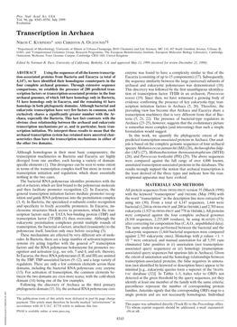 Transcription in Archaea