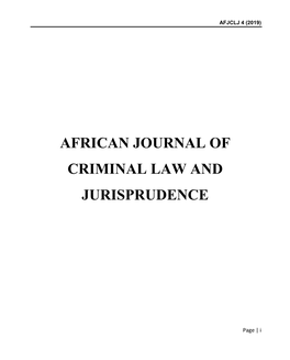 African Journal of Criminal Law and Jurisprudence