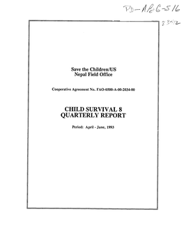 Child Survival 8 Quarterly Report