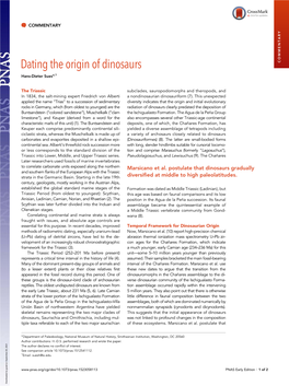 Dating the Origin of Dinosaurs COMMENTARY Hans-Dieter Suesa,1