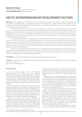 Arctic Entrepreneurship Development Factors