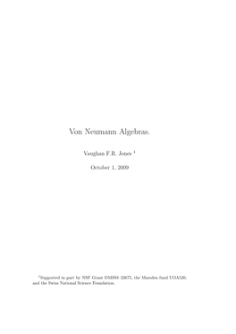 Notes on Von Neumann Algebras