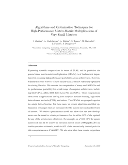 Algorithms and Optimization Techniques for High-Performance Matrix-Matrix Multiplications of Very Small Matrices