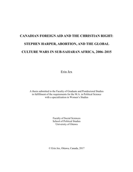 Canadian Foreign Aid and the Christian Right