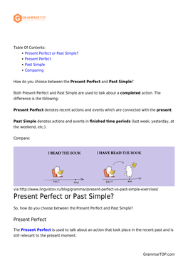 Present Perfect Or Past Simple? Present Perfect Past Simple Comparing