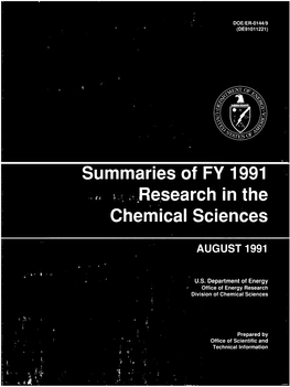 Summaries of FY 1991 Research in the Chemical Sciences