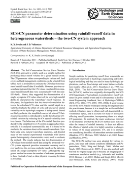 SCS-CN Parameter Determination Using Rainfall-Runoff Data in Heterogeneous Watersheds – the Two-CN System Approach