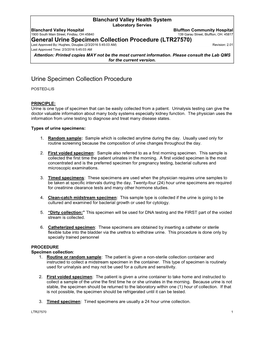 General Urine Specimen Collection Procedure