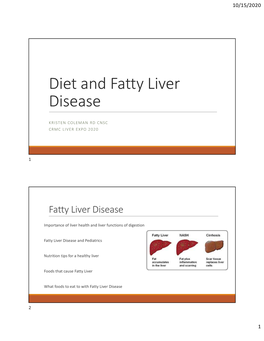 Diet and Fatty Liver Disease