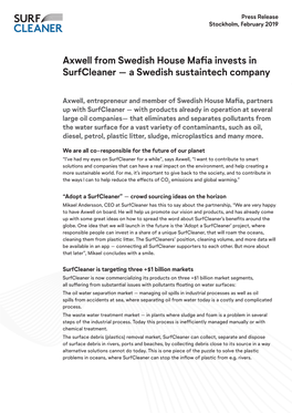 Axwell from Swedish House Mafia Invests in Surfcleaner – a Swedish Sustaintech Company