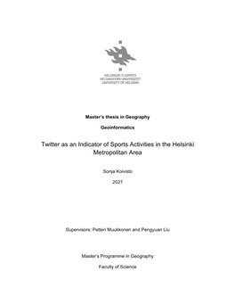 Twitter As an Indicator of Sports Activities in the Helsinki Metropolitan Area